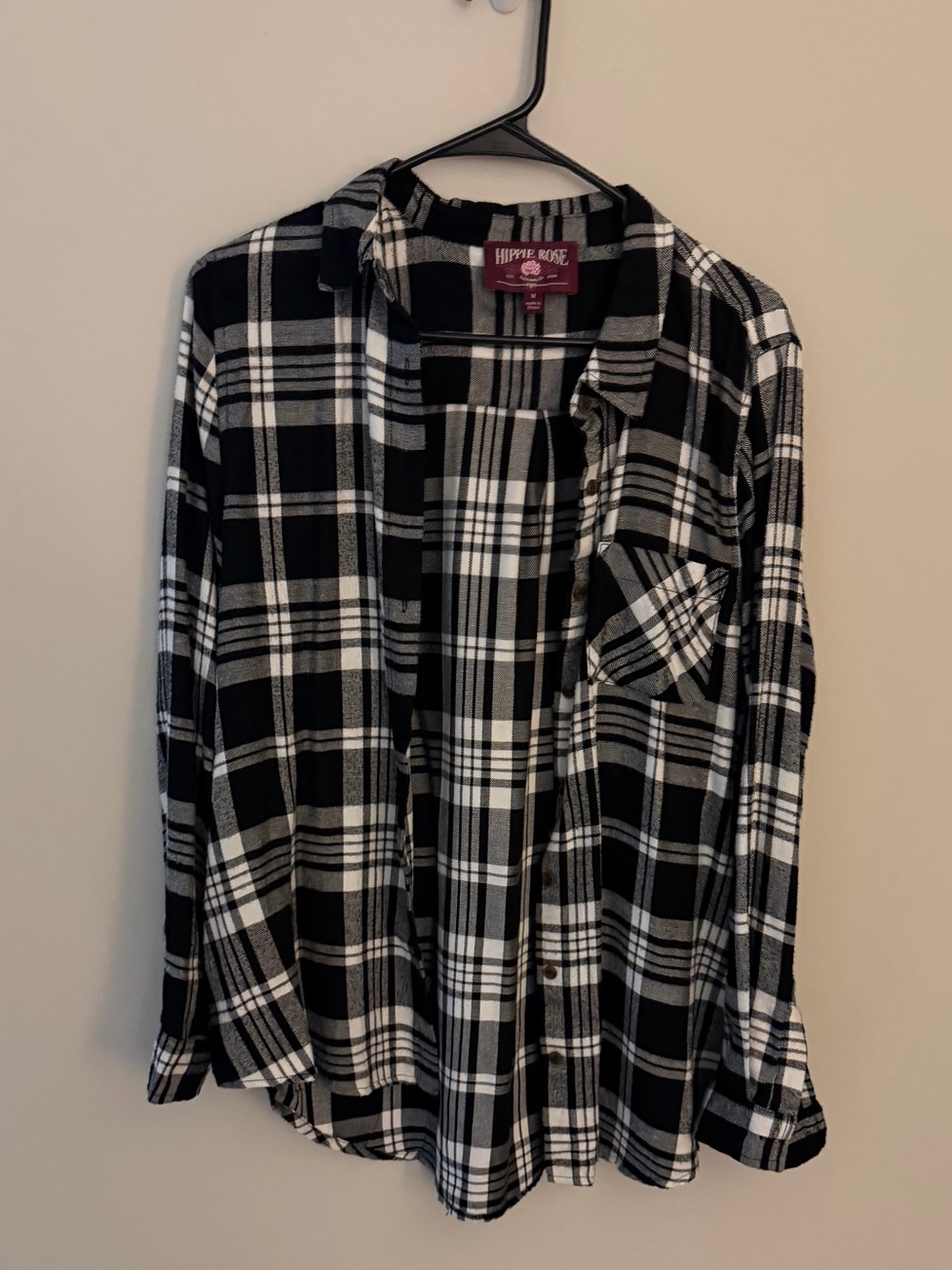 Hippie Rose Black & White Plaid Button-Up Jacket
